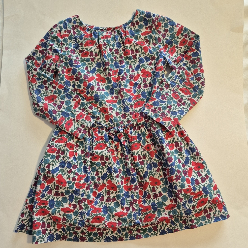 Jacadi Liberty Red Blue Floral Dress 3T